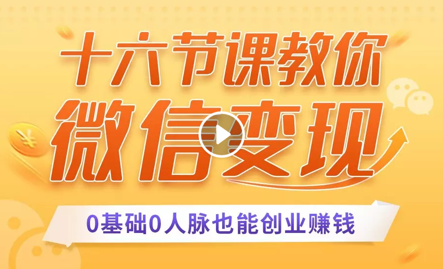 十六节课教你零基础微信变现，用单品打爆市场，每月收入超过10万+-收集菌资源站