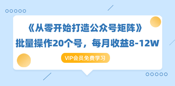 《从零开始打造公众号矩阵》批量操作20个号，每月收益大概8-12W（44节课）-收集菌资源站