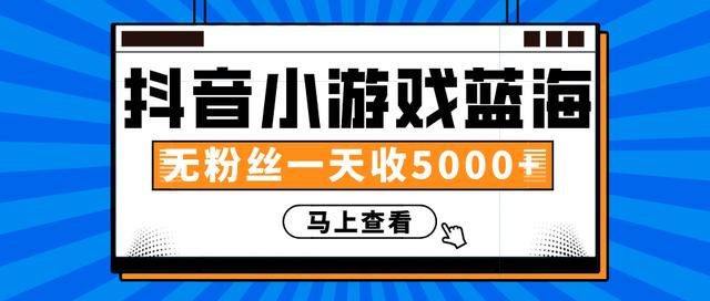 赚钱计划：抖音小游戏蓝海项目，无粉丝一天收入5000+-收集菌资源站