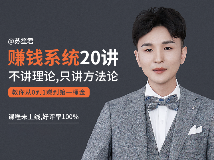 苏笙君的赚钱系统20课 教你从0到1赚到你的第一桶金（不讲理论，只讲方法论）-收集菌资源站
