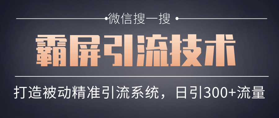 微信搜一搜霸屏引流技术，打造被动精准引流系统，轻松日引300+流量-收集菌资源站