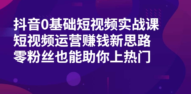 抖音0基础短视频实战课，短视频运营赚钱新思路，零粉丝也能助你上热门-收集菌资源站