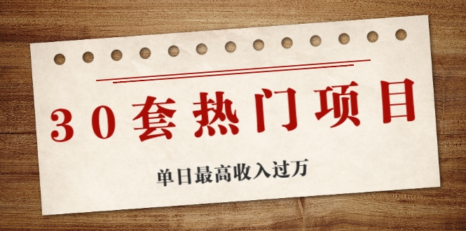 30套热门项目：单日最高收入过万 (网赚项目、朋友圈、涨粉套路、抖音、快手)等-收集菌资源站