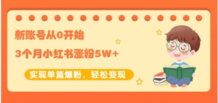 生财小红书涨粉变现：新账号从0开始3个月小红书涨粉5W+实现单篇爆粉-收集菌资源站