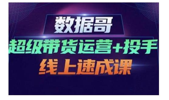 数据哥·超级带货运营+投手线上速成课，快速提升运营和熟悉学会投手技巧-收集菌资源站