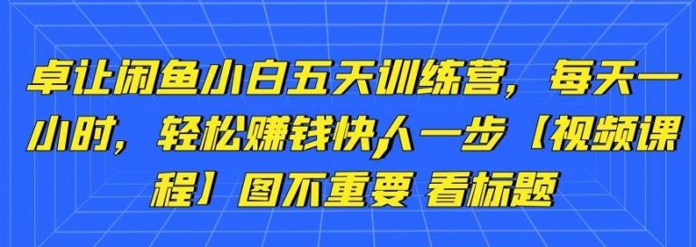 卓让闲鱼小白五天训练营，每天一小时，轻松赚钱快人一步-收集菌资源站
