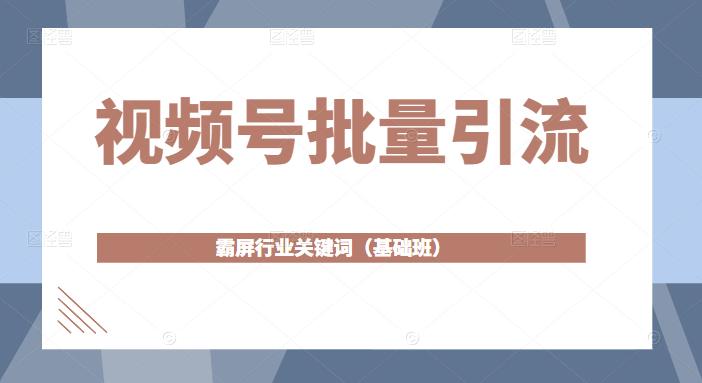 视频号批量引流，霸屏行业关键词（基础班）全面系统讲解视频号玩法-收集菌资源站