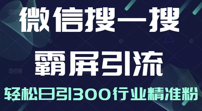 微信搜一搜霸屏引流课，打造被动精准引流系统，轻松日引300行业精准粉-收集菌资源站