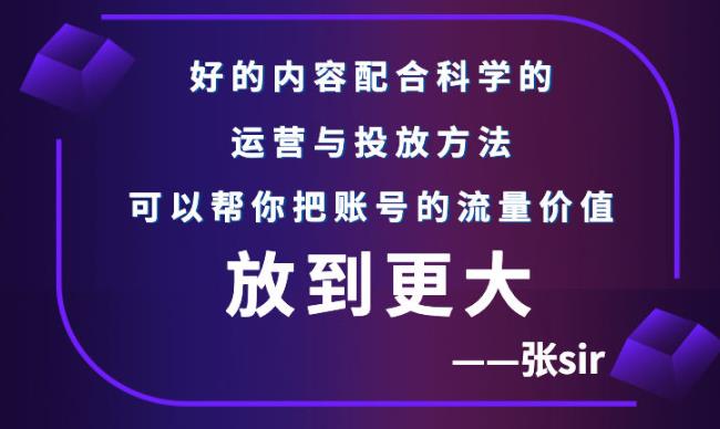 张sir账号流量增长课，告别海王流量，让你的流量更精准-收集菌资源站