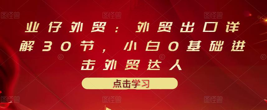 业仔外贸：外贸出口详解30节，小白0基础进击外贸达人 价值666元-收集菌资源站