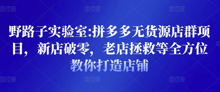 野路子实验室:拼多多无货源店群项目，新店破零，老店拯救等全方位教你打造店铺-收集菌资源站