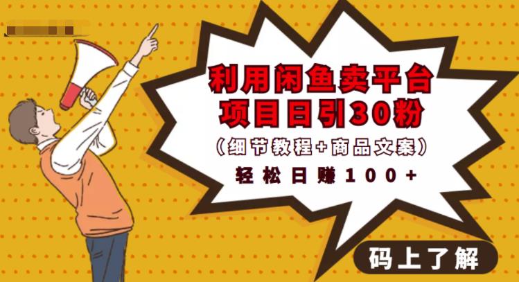 利用闲鱼卖平台项目课程资源日引流30+精准粉丝，轻松日赚100+，积累人脉可实现二次变-收集菌资源站