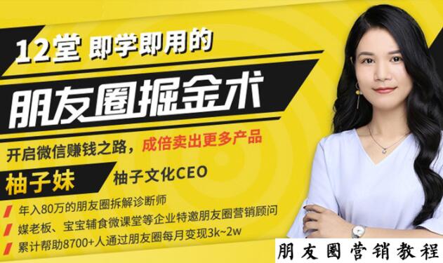 【营销必学】12堂学之即用的朋友圈掘金术：开启你的副业赚钱之路-收集菌资源站