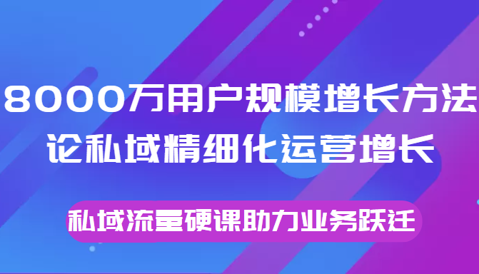 8000万用户规模增长方法论私域精细化运营增长，私域流量硬课助力业务跃迁-收集菌资源站
