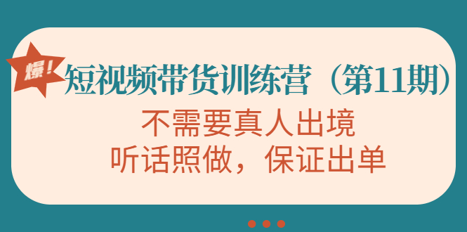 视频带货训练营，不需要真人出境，听话照做，保证出单（第11期）-收集菌资源站