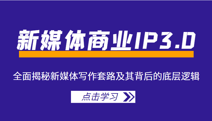 新媒体商业IP3.0，全面揭秘新媒体写作套路及其背后的底层逻辑（价值1299元）-收集菌资源站