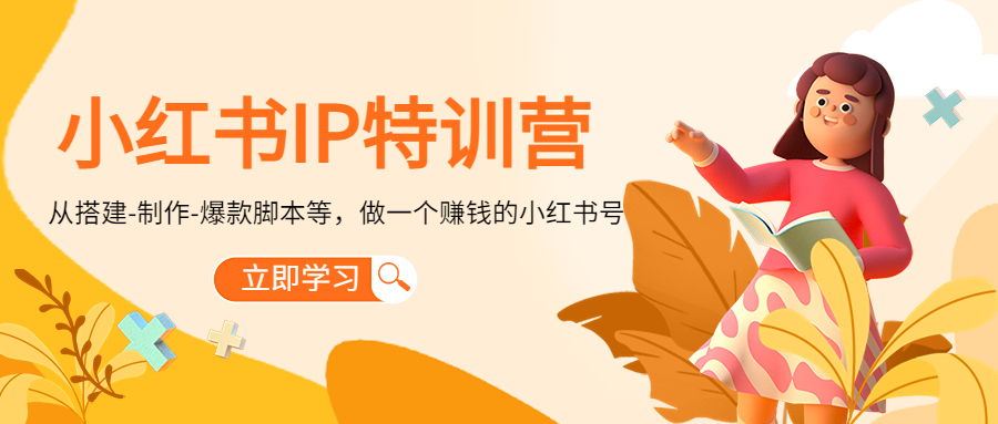小红书IP特训营：从搭建-制作-爆款脚本等等，做一个赚钱的小红书号-收集菌资源站