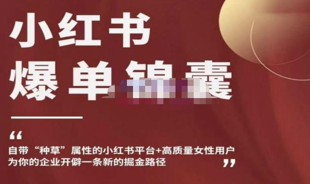 小红书爆单锦囊，自带种草属性+高质量女性用户，为你的企业开辟一条新的掘金路径-收集菌资源站