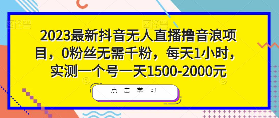 2023最新抖音无人直播撸音浪项目，0粉丝无需千粉，每天1小时，实测一个号一天1500-2000元-收集菌资源站