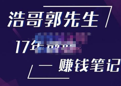 浩哥郭先生17年创业赚米笔记，打开你对很多东西的认知，让你知道原来赚钱或创业不单单是发力就行-收集菌资源站