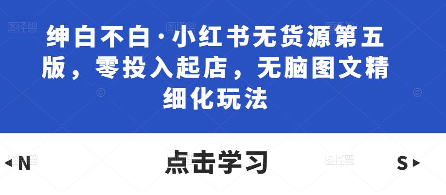 绅白不白·小红书无货源第五版，零投入起店，无脑图文精细化玩法-收集菌资源站