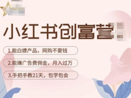 小红书创富营-教小红书带货，陪跑21天，教你赚广告费佣金，月入过万-收集菌资源站