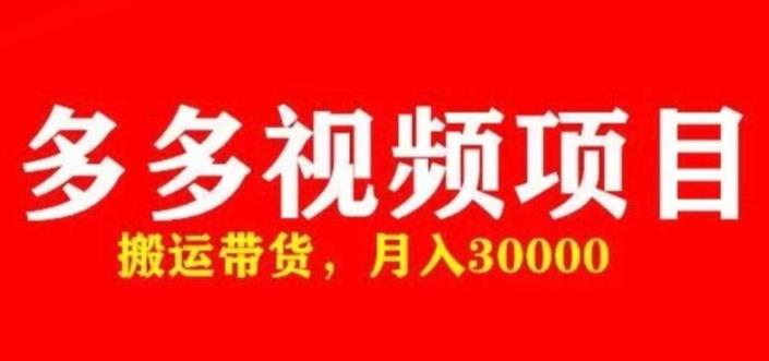 多多带货视频快速50爆款拿带货资格，搬运带货，月入30000【全套脚本+详细玩法】-收集菌资源站