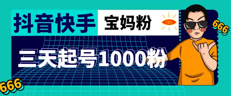 抖音快手三天起号涨粉1000宝妈粉丝的核心方法【详细玩法教程】-收集菌资源站