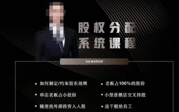 韩老师聊美业-美业股权分配系统课程，如何制定约束股东规则+老板占100%的股份+单店老板占小股份等-收集菌资源站