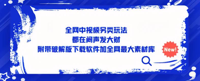 全网中视频另类玩法，都在闷声发大财，附带破解版下载软件加全网最大素材库-收集菌资源站