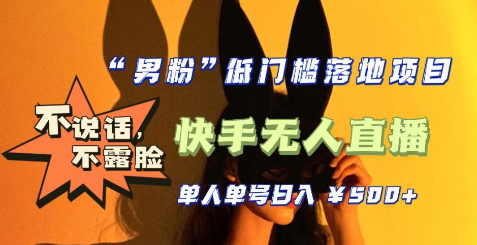 【全新升级】零基础单人单号单晚500+，不说话，不露脸，4月最新超皮实快手无人直播-收集菌资源站