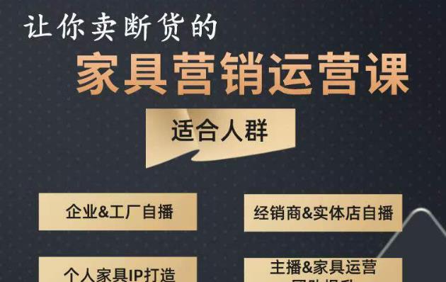 让你卖断货的家具营销运营课，打造高销量家具账号（短视频+直播+人物IP）-收集菌资源站