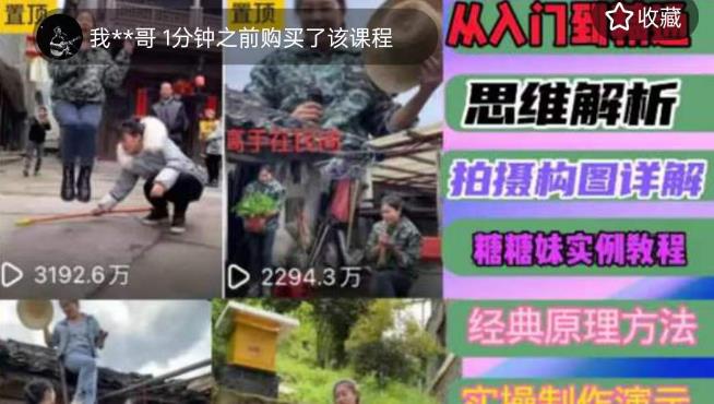 东方糖糖妹抖音短视频全套实战课思维+拍摄+剪辑+运营，从入门到精通-收集菌资源站