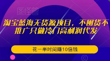 淘宝蓝海无货源项目，不囤货不推广只做冷门高利润代发，花一半时间赚10倍钱-收集菌资源站