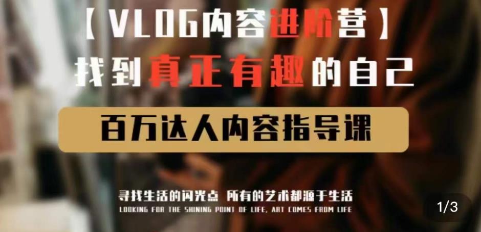 vlog内容进阶营，找到真正有趣的自己，百万达人内容指导课-收集菌资源站