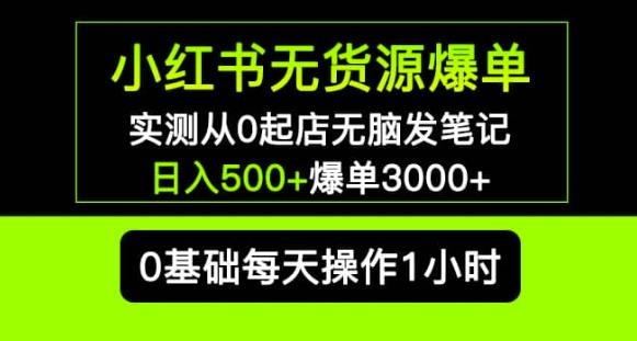 小红书无货源爆单实测从0起店无脑发笔记爆单3000+长期项目可多店-收集菌资源站