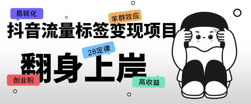 抖音流量标签变现项目，抖音创业粉轻松转化，单价高收益简单-收集菌资源站