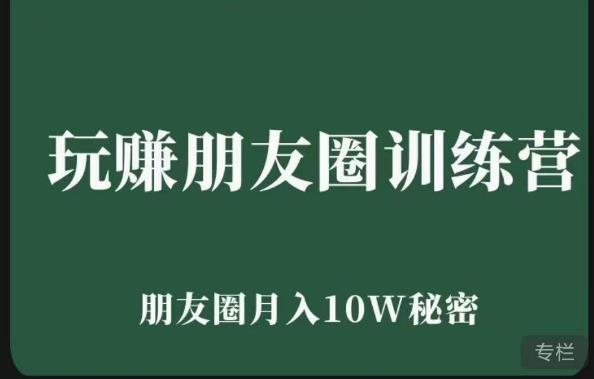 玩赚朋友圈系统课，朋友圈月入10W的秘密，​7天系统图文课程-收集菌资源站