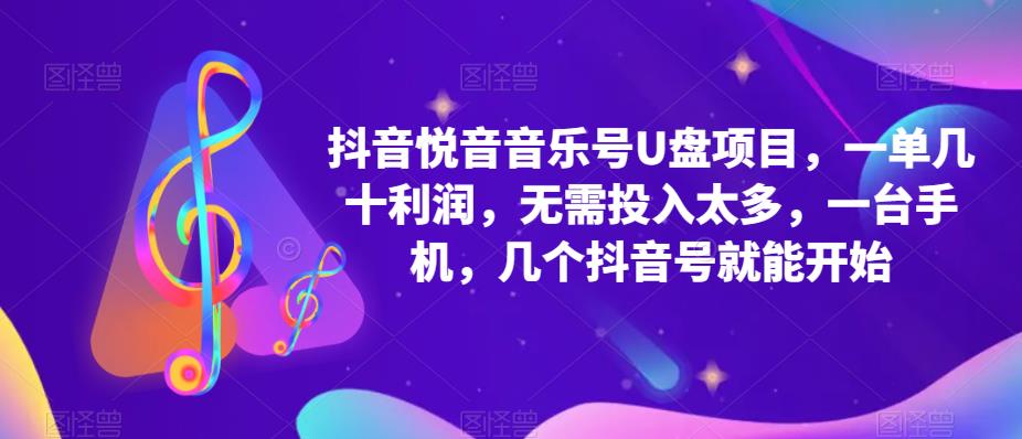 抖音音乐号U盘项目，一单几十利润，无需投入太多，一台手机，几个抖音号就能开始-收集菌资源站