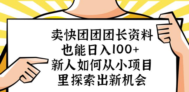 卖快团团团长资料也能日入100+新人如何从小项目里探索出新机会-收集菌资源站