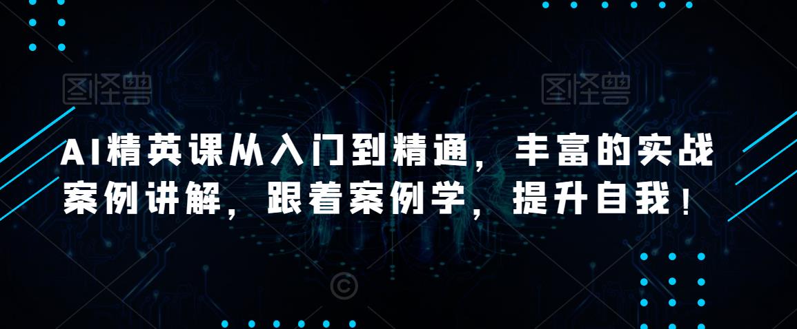 AI精英课从入门到精通，丰富的实战案例讲解，跟着案例学，提升自我！-收集菌资源站