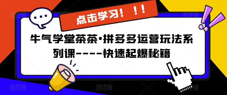 牛气学堂茶茶•拼多多运营玩法系列课—-快速起爆秘籍【更新】-收集菌资源站