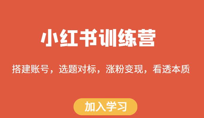 小红书训练营，搭建账号，选题对标，涨粉变现，看透本质-收集菌资源站