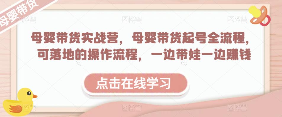 母婴带货实战营，母婴带货起号全流程，可落地的操作流程，一边带娃一边赚钱（附素材）-收集菌资源站