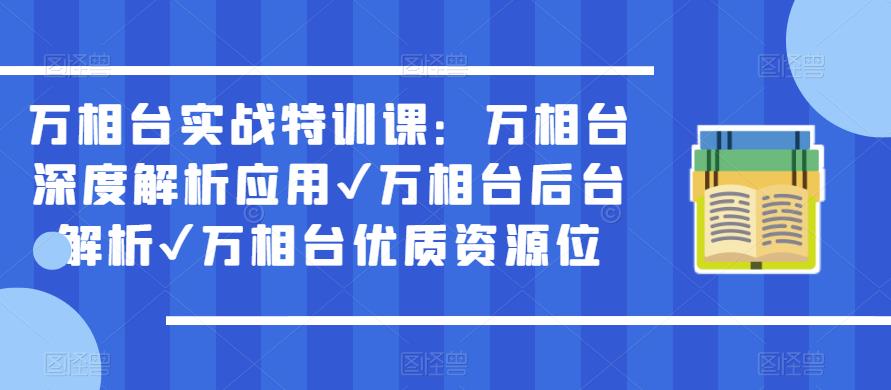 万相台实战特训课：万相台深度解析应用✔万相台后台解析✔万相台优质资源位-收集菌资源站