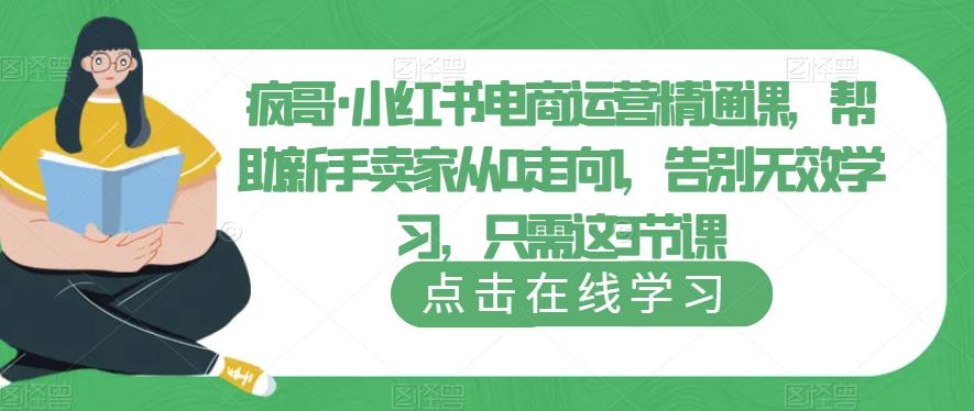 疯哥·小红书电商运营精通课，帮助新手卖家从0走向1，告别无效学习，只需这3节课-收集菌资源站